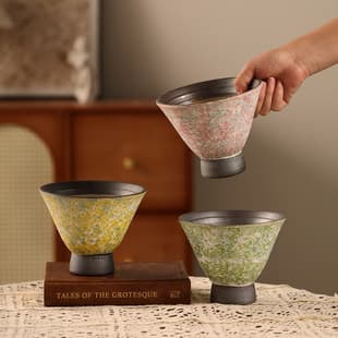 Jingdezhen Ceramic Flower Pot, Wabi-Sabi Vintage Planter, Tall Pedestal Large Diameter Desktop Hallway Green Plant Special Pot