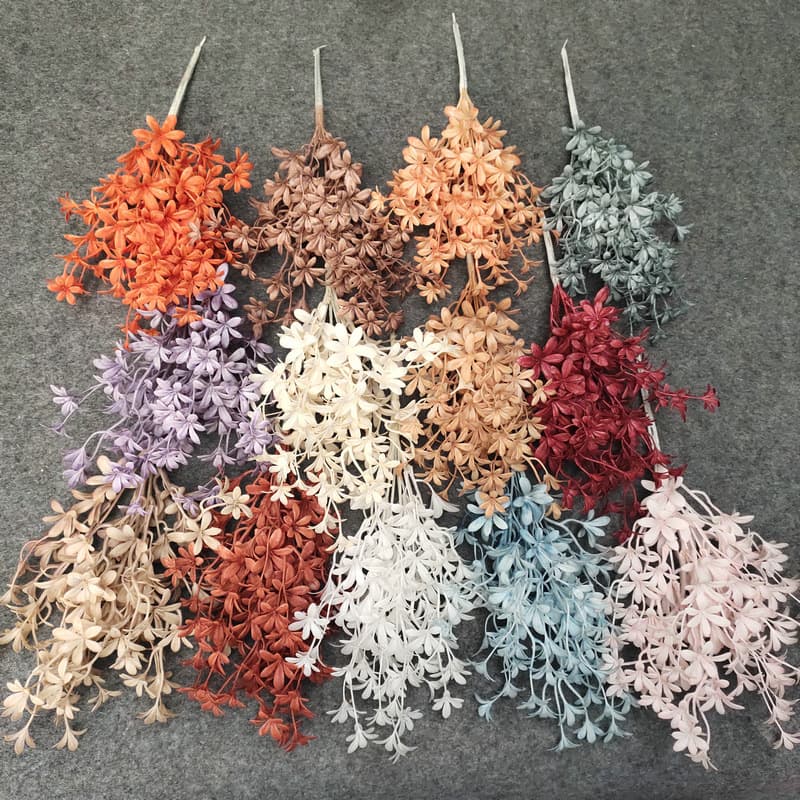 Multi-Color Multi-Branch Artificial Flowers Small Bunch Dream Orchid Furniture Floor Decoration Ins Fake Flowers Hotel Floral Arrangement Dried Flowers
