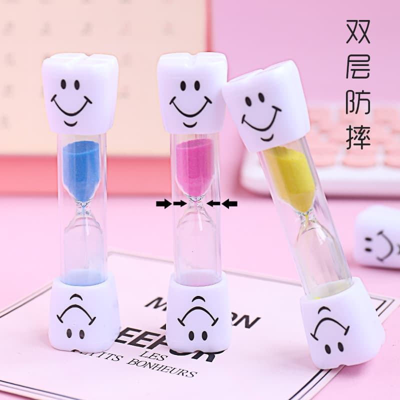 Children Anti-fall Hourglass Timer Toothbrushing Timer Three Minutes Smiley Face Double-layer Safe Anti-fall Mini Gift