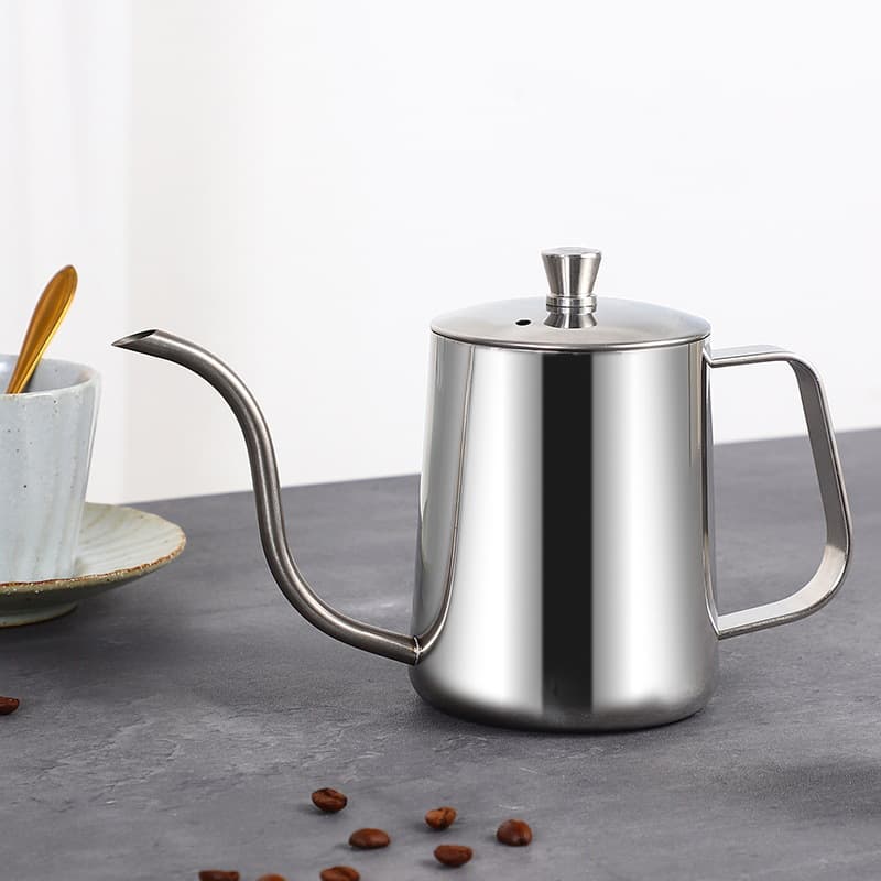 304 Stainless Steel Pour-Over Coffee Pot with Teflon Coating, Lid, and Fine Spout, Direct from Manufacturer for Home Use
