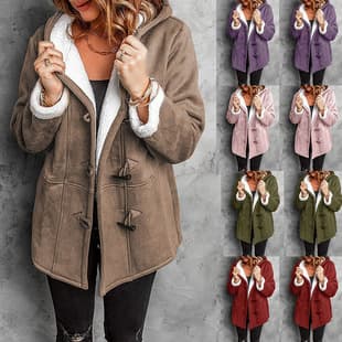 In Stock Wish EU US Amazon Cross-Border New Style Women's Coat with Fleece-Lined Collar and Pockets