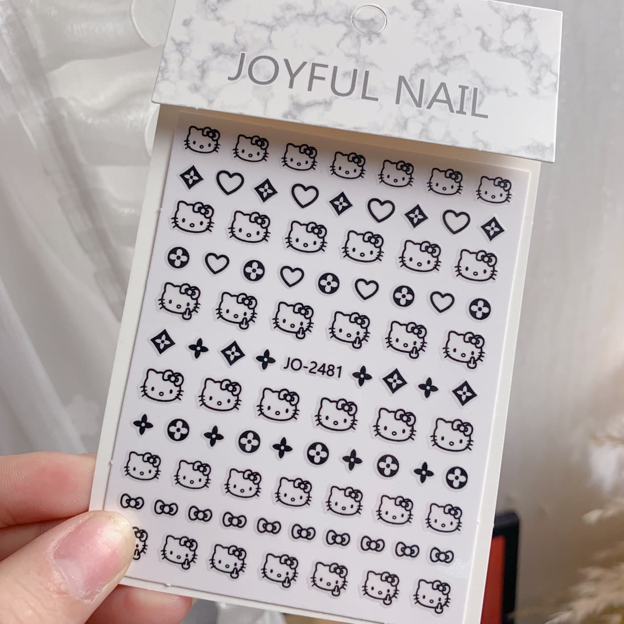 Nail Art Stickers Cartoon KT Cat Head Stars Love Kitty Kitten Back Adhesive Stickers Nail Decals Wholesale Cute Fun