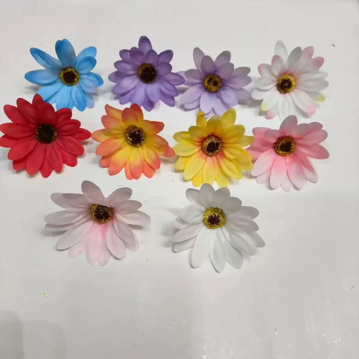Artificial Sunflower Eight-Ear Chrysanthemum Double-Piece Chrysanthemum Fake Flower Head Wedding Decoration Material Hair Accessory Flower Clip