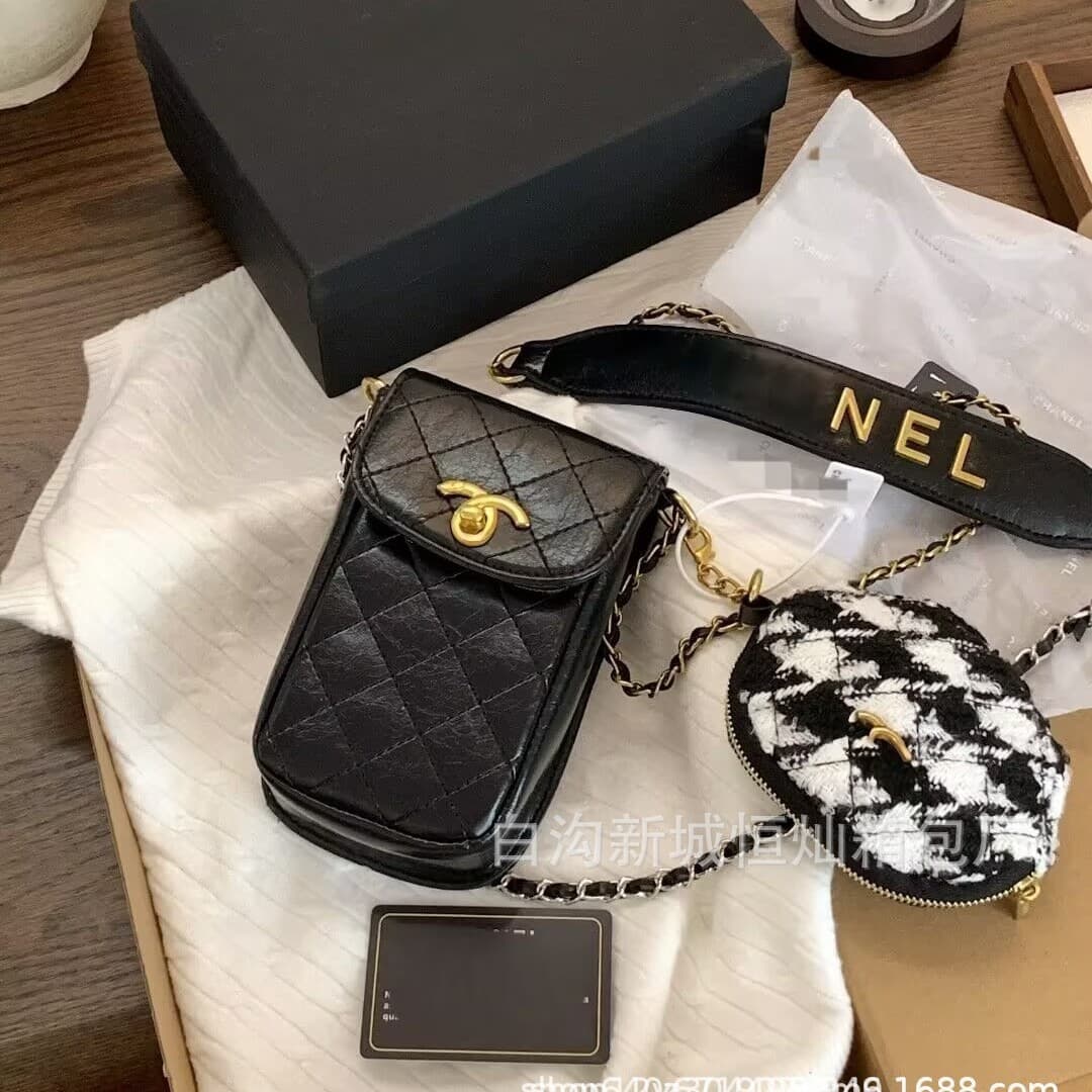 2026 New Autumn/Winter Counter Mother-Child Bag Phone Bag Coin Purse Chain Small Chanel Vintage Bag Small Square Bag Women's Bag Classic