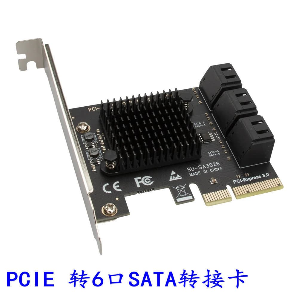 Desktop Computer PCIe to 6-Port SATA 3.0 Hard Drive 6G Expansion Card Xiangshuo ASM1166 PCI-E Gen3