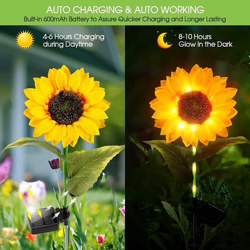 E-commerce new product sunflower solar lamp ground lamp single head three-head sunflower lantern garden courtyard landscape light