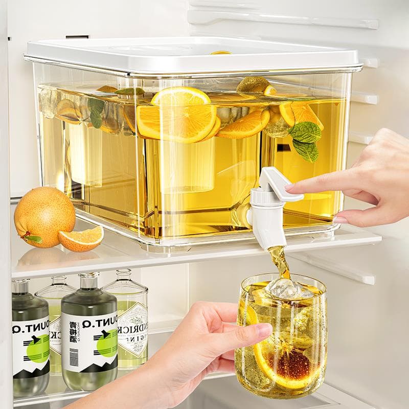Cold kettle with faucet, refrigerator, cold kettle, household storage of fruit juice, fruit tea, large-capacity beverage bucket, temperature-resistant bucket