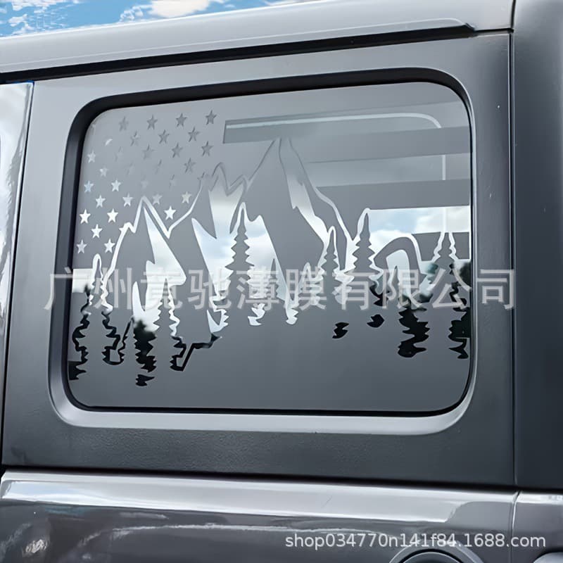 Wrangler rear window American flag car sticker, Wrangler JL4 door car decoration sticker