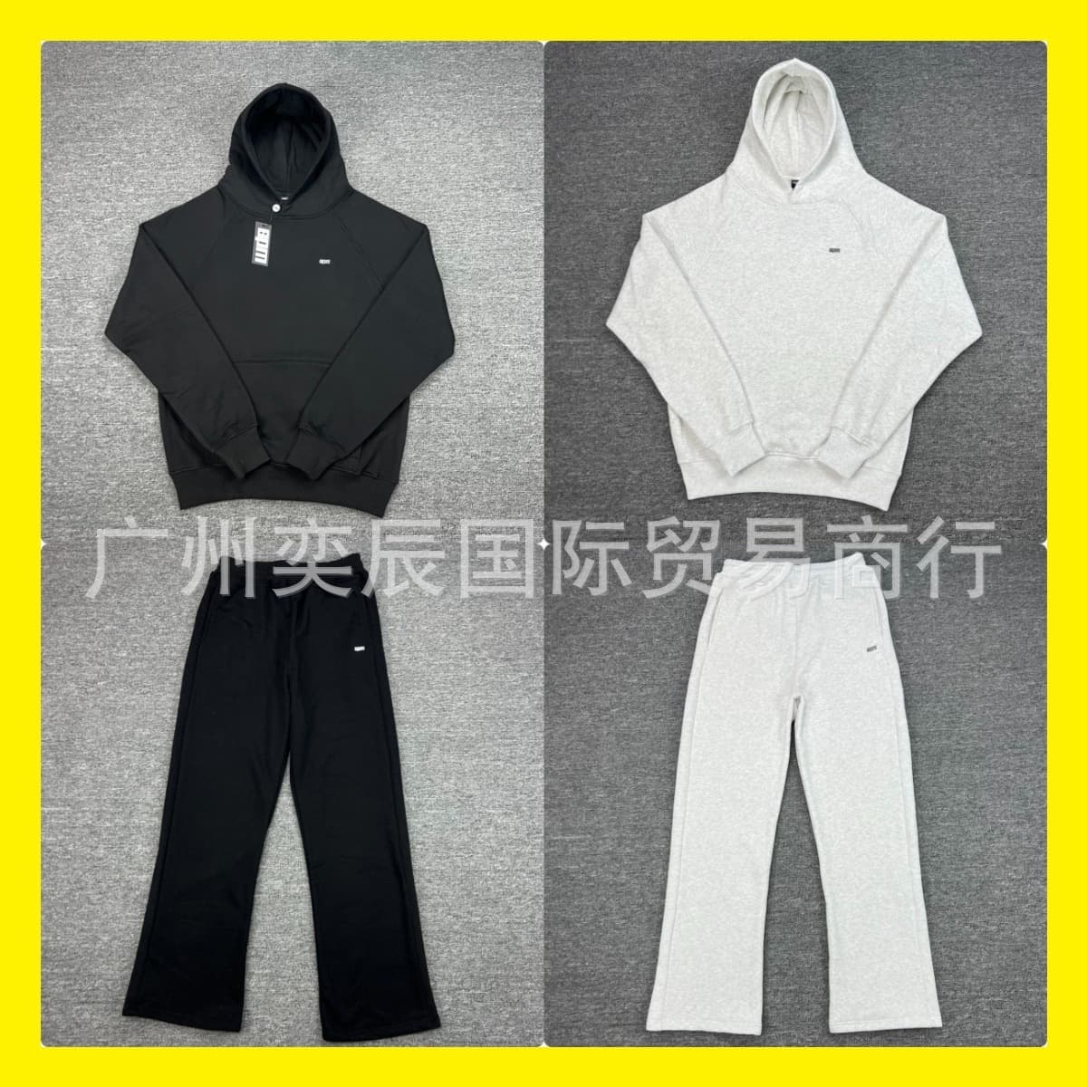 6PM LOGO embroidered letters hip-hop plus velvet pullover hooded sweatshirt long sweatpants men's trendy sports suit jacket trendy