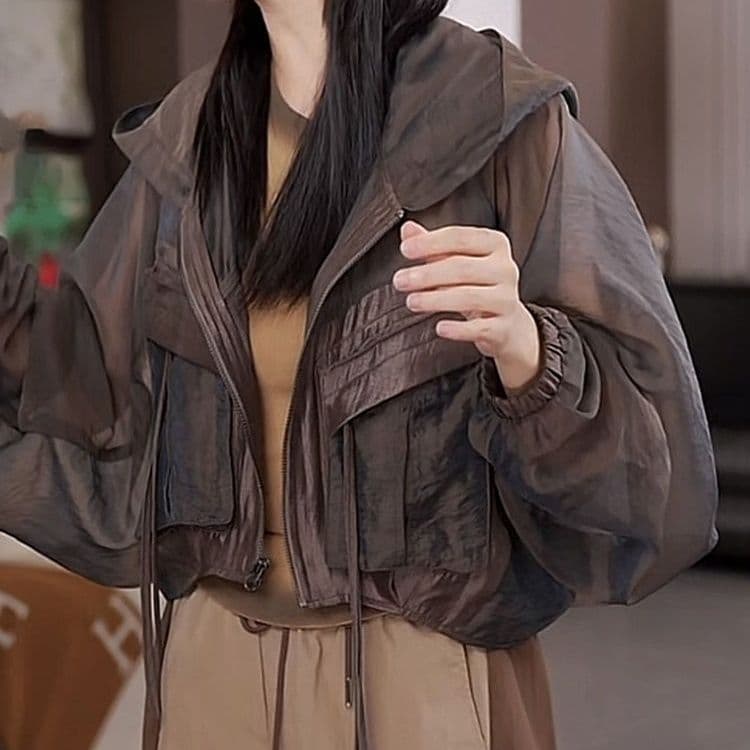 European Design Pocket Sun Protection Jacket, Summer New Fashion Breathable Versatile Windbreaker Top