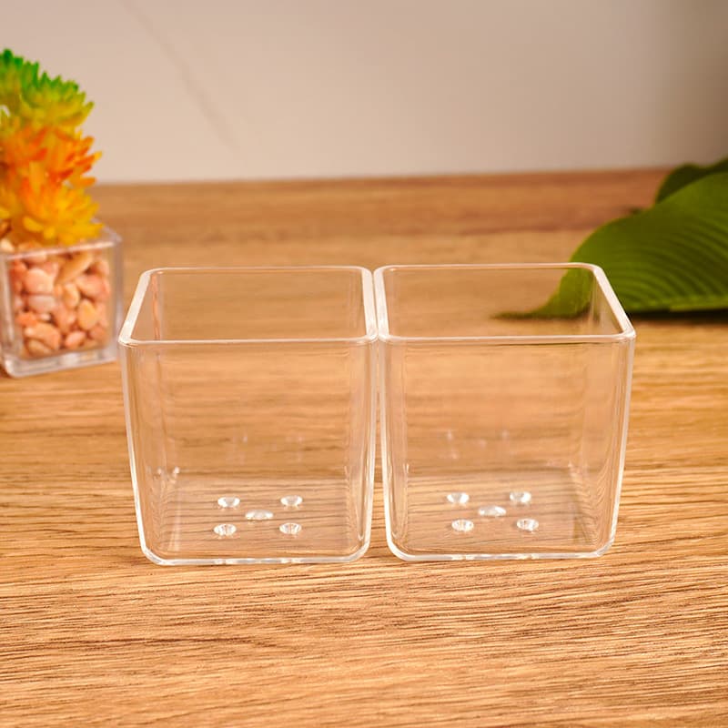 New 4.5cm Transparent Small Square Pot Mini Succulent Flower Pot DIY Artificial Plant Flower Pot Plastic Pot Wholesale