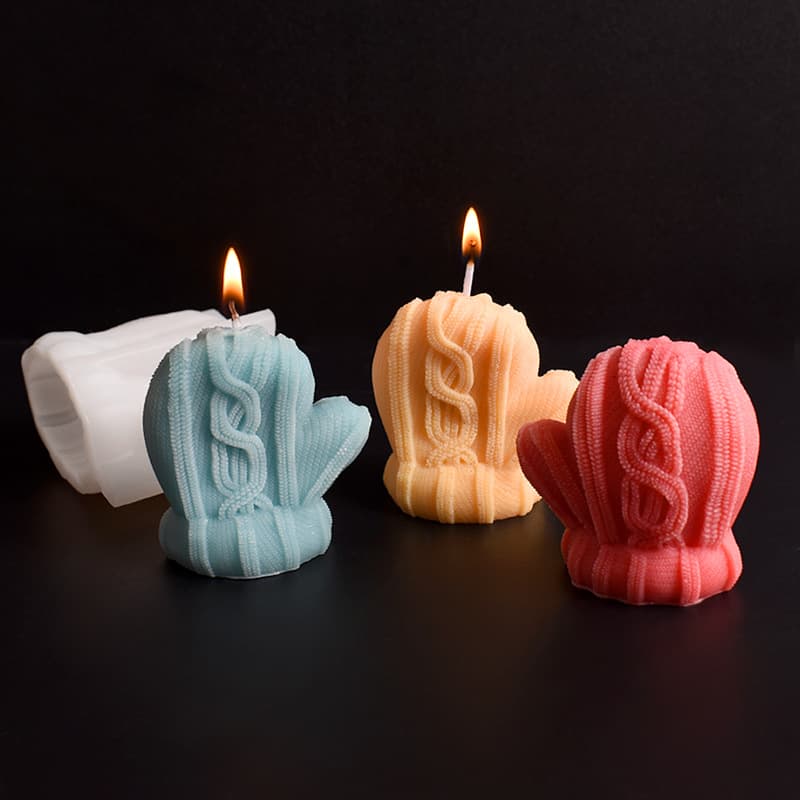 Knitted Glove Christmas Candle Mold - Christmas Gift Christmas Knitted Glove Shaped Candle Silicone Mold