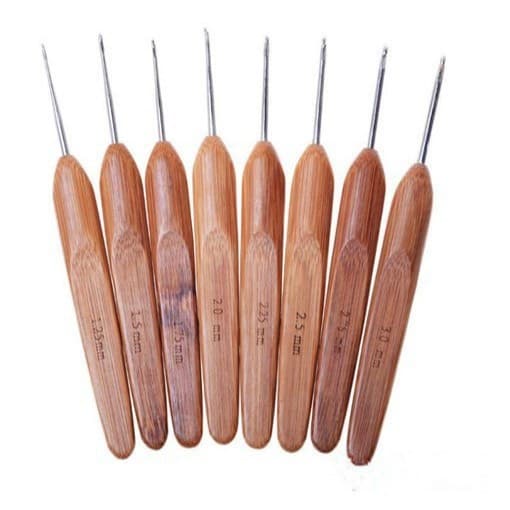 Wooden Handle Crochet Tool DIY Bamboo Handle Crochet Hook for Bags, Cushions, Hats, Stainless Steel Head