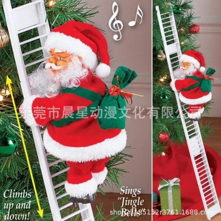 Electric Santa Claus Climbing Ladder Plastic Christmas Decorations Indoor Outdoor Decorations Holiday