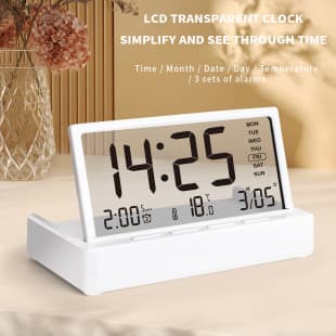 New Cross-border LCD Foldable Alarm Clock Desktop Multifunctional Temperature Large Screen Display Simple Transparent Electronic Clock