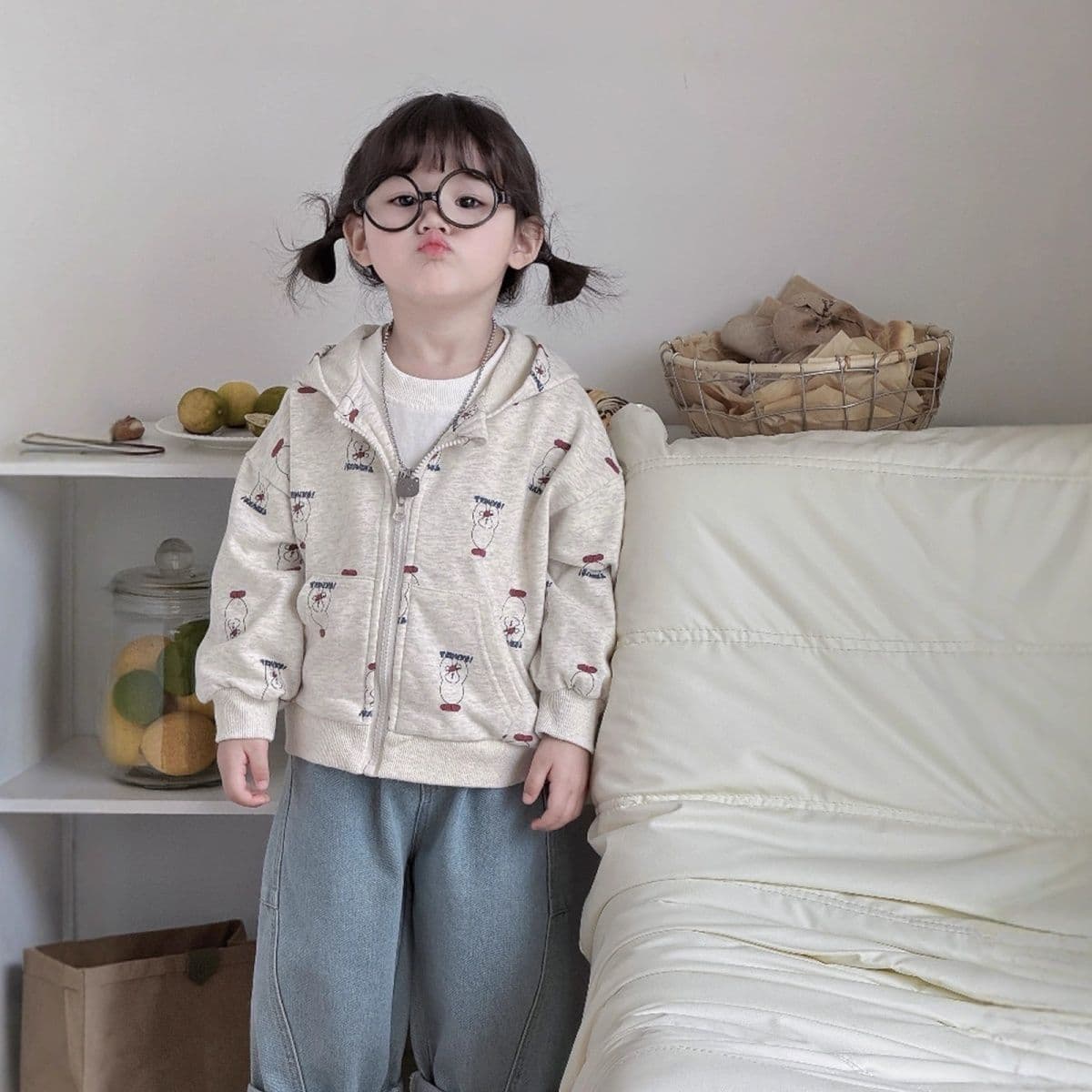 2026 Spring/Summer New Kids Cartoon All-Over Print Hooded Jacket Korean Style Baby Casual Long-Sleeve Cardigan Cotton