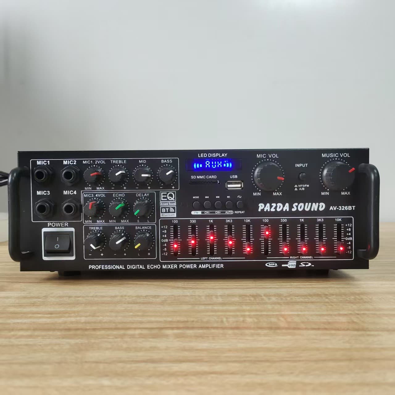 Hot Selling High Power Home Amplifier 12V/220V Bluetooth EQ Equalizer Car Outdoor KTV Dual Use Amplifier