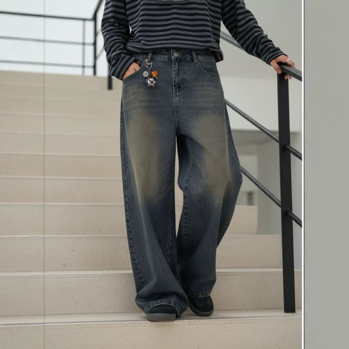 2026 Cross-border Korean Retro Heavyweight Minimalist Jeans Non-stretch Heavy Pure Cotton Loose Straight-leg Men's Pants