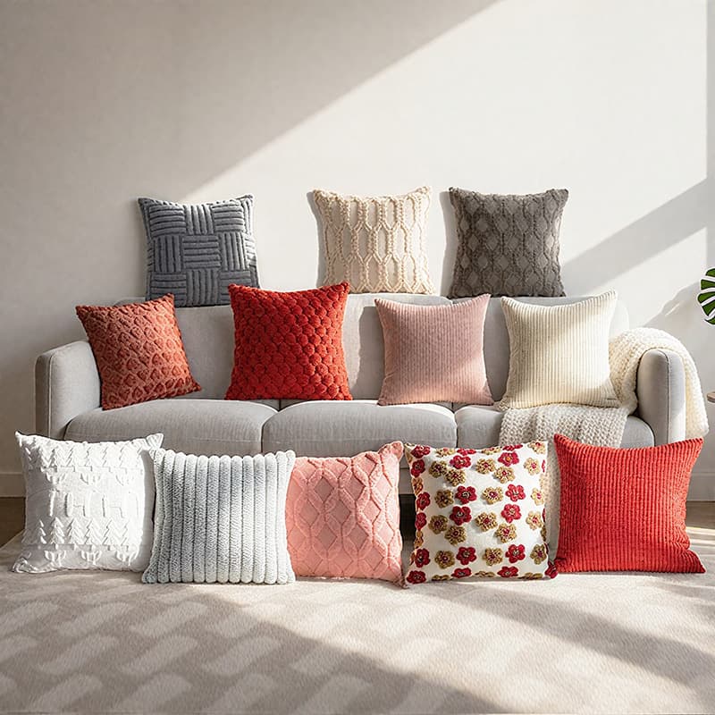 Spot cross-border plush pillowcase sofa living room pillow cushion simple solid color high-end home cushion pillowcase