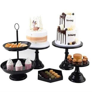 European Style Pastry Cake Stand Pedestal Tray Wedding Decoration Ornament Cake Rack Cross-border Black Iron Art Dessert Shelf