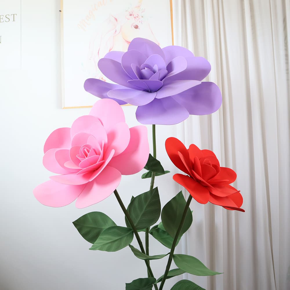 Large Size Foam Rose Flowers Artificial Unshaped Modern Art Style for Wedding Decoration Mall Window Display Wholesale