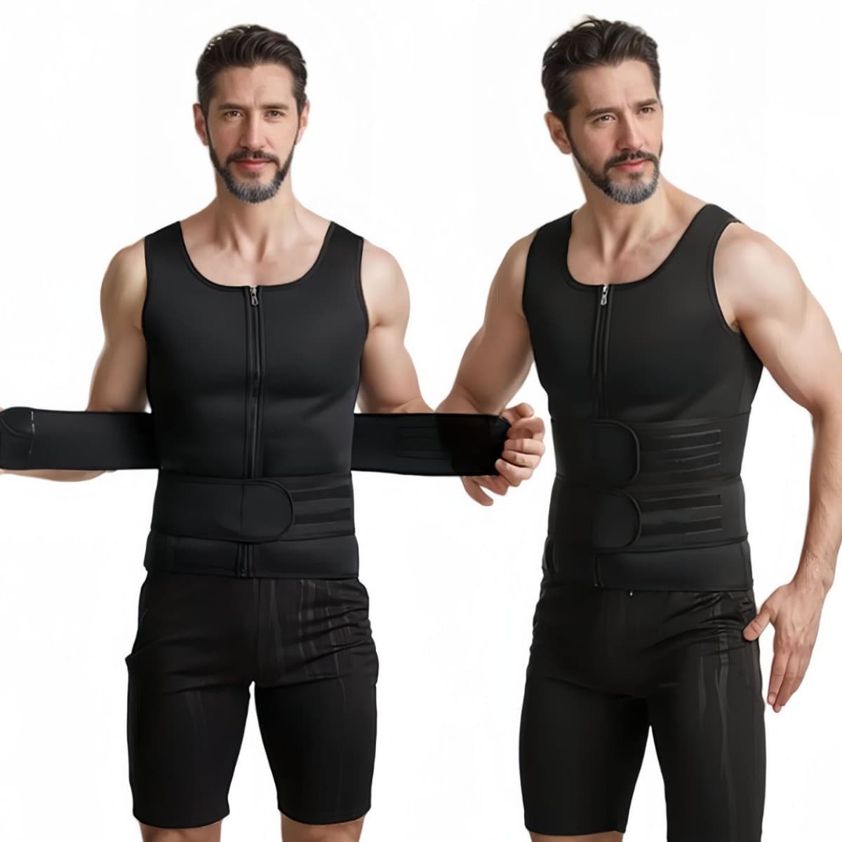 Men's Waist Trainer Vest with Zipper, Body Shaping Sportswear, Tummy Control Slimming Shirt
