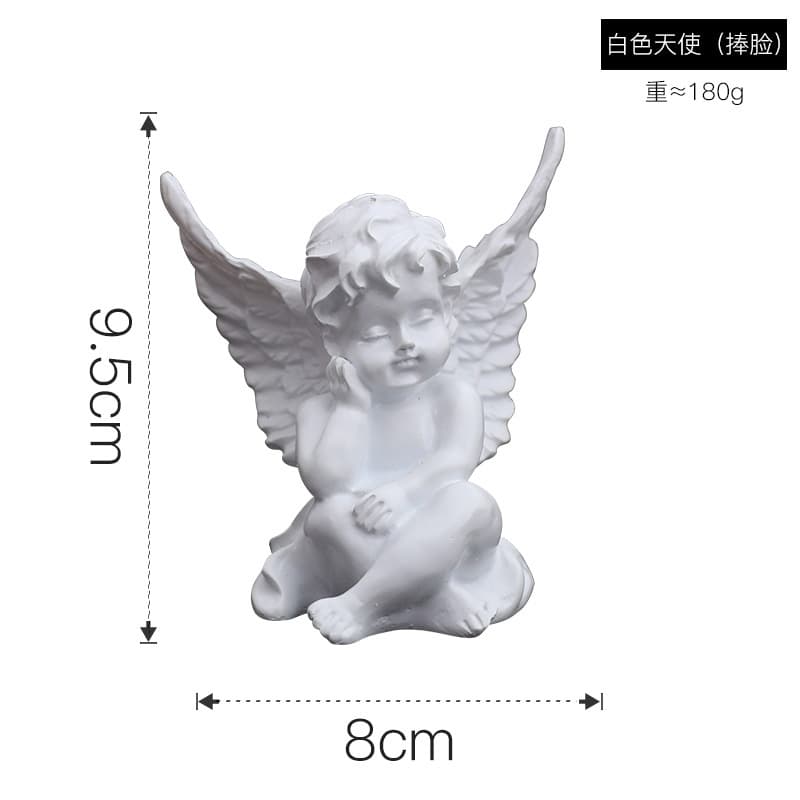European-style pure white feather cute angel ornament resin plaster statue little angel girl desktop decoration