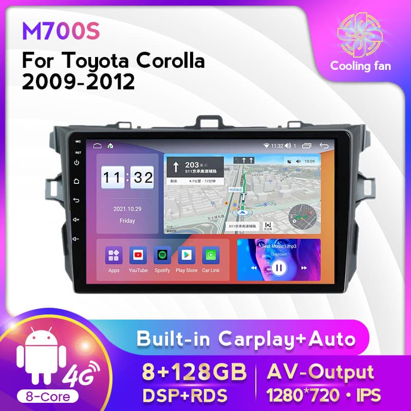 For Toyota Corolla 09-12 Android Large Screen Car Navigation 8+128