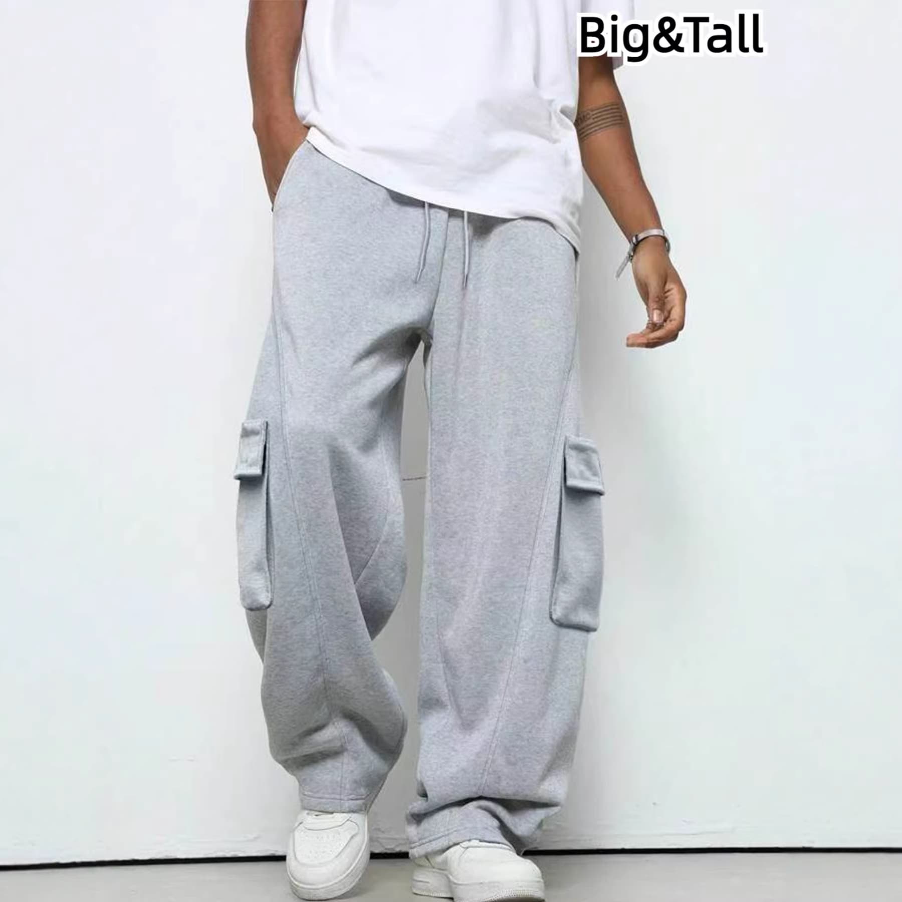 Spring/Summer Plus Size Men's Casual Cargo Pants Basic Versatile Straight-Leg Long Pants Men's Big and Tall Cross-Border Sports Pants