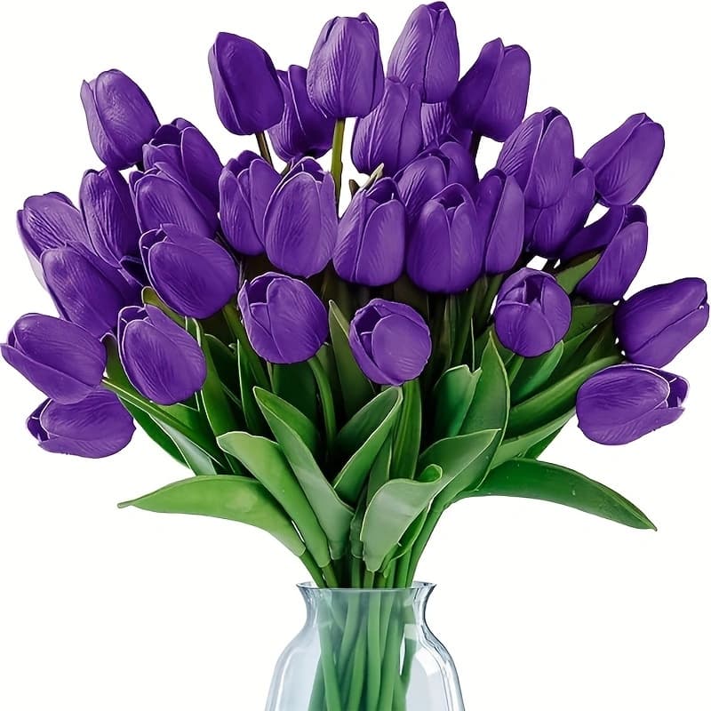 High-end PU Tulip Artificial Flowers Cross-border Supply for Home Hotel Wedding Photography Props Realistic Touch Fake Flowers Wholesale
