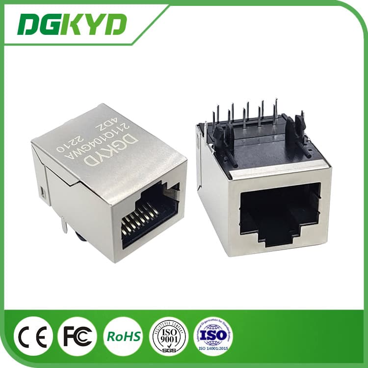 RJ45 Network Gigabit Integrated Filter Single Port Connector 10P8C No LED with Shield 6U