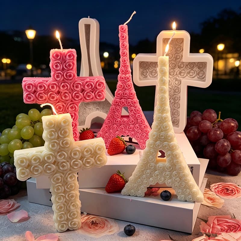 Spot cross silicone mold rose iron tower aromatherapy candle mold diffuser gypsum hand holding angel love mold