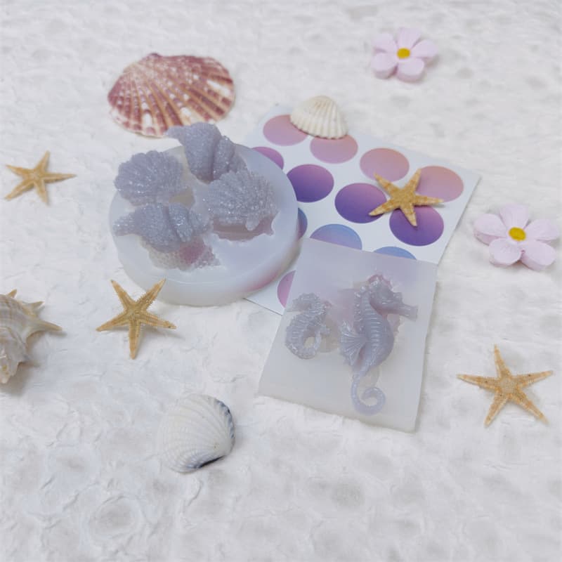 Large and small seahorse shells, conch glue molds, mobile phone case hairpins, decorative accessories, chocolate clay fire paint wax molds