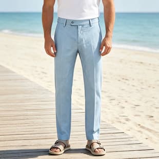 New Cross-Border Men's Summer Cotton Linen Casual Pants Straight Leg Trousers Breathable Lightweight Vacation Dress Pants