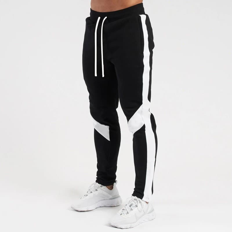 2025 Winter New Style Color-block Fleece-lined Warm Slim-fit Pants Men's Sports Pants Fitness Casual Pants Men