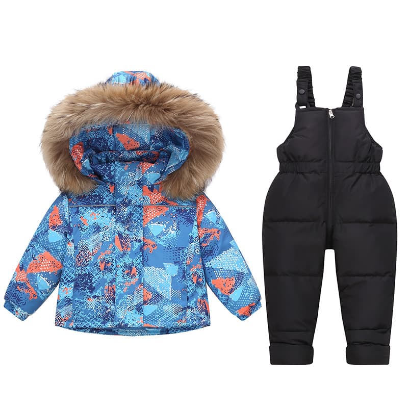 Factory direct sales of 2025 children's down ski suit overalls, winter outerwear, baby down jackets, wholesale children's clothing for export.
