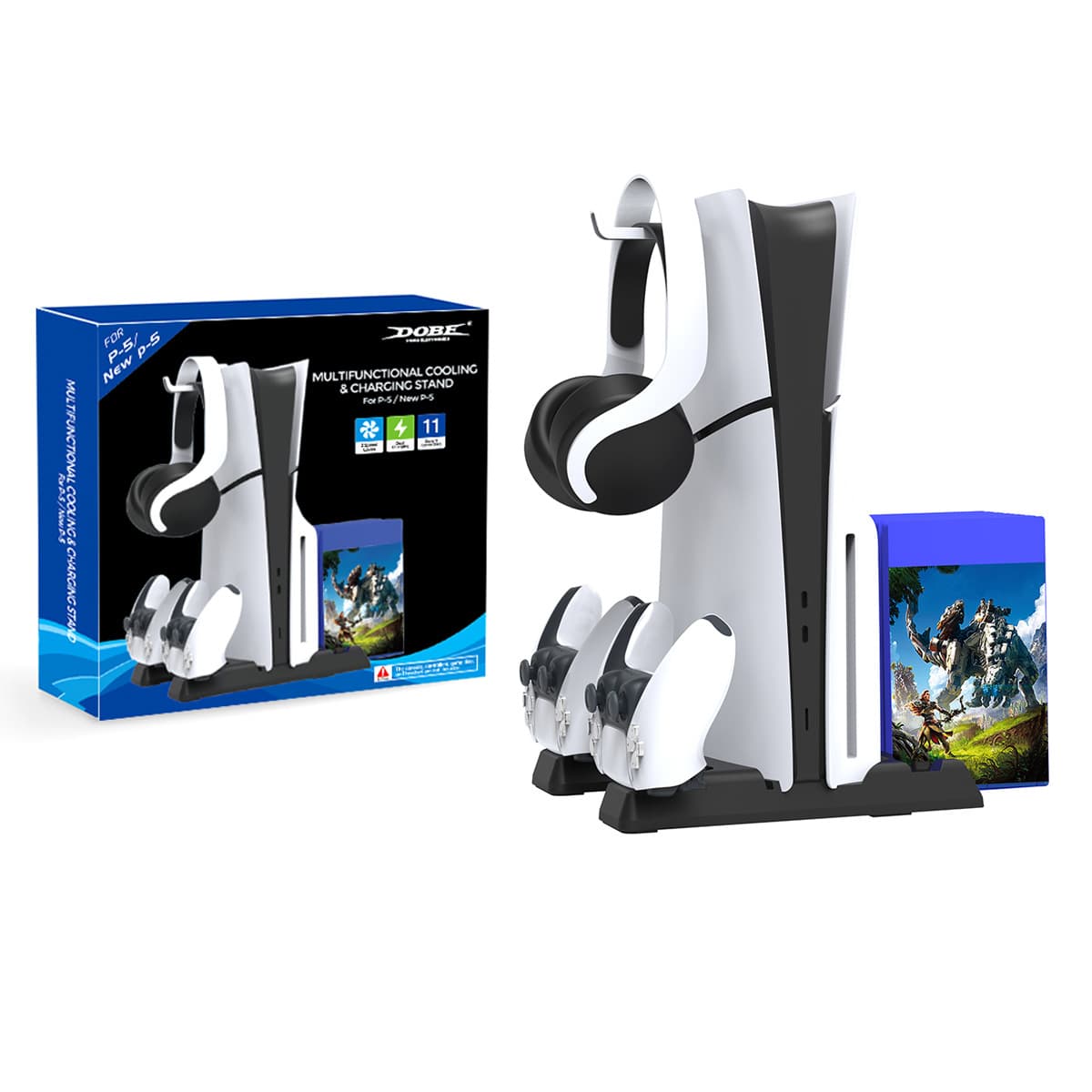 PS5/Slim/Pro console universal multi-functional cooling base P5 base with disc storage rack handle holder