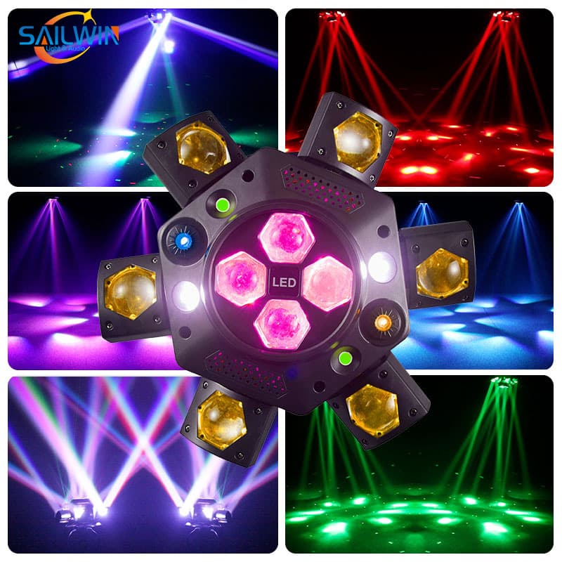 Ceamazon 6 Arm Bee Eyes 4in1 RGBW LED Moving Head Beam Light