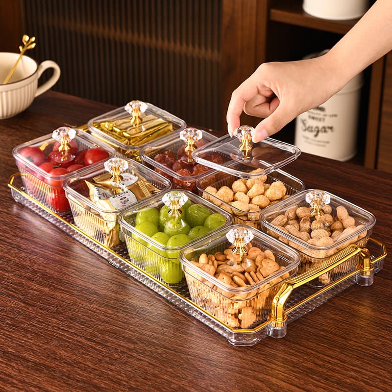 Sectional Fruit Tray for Home Living Room Coffee Table, Dried Fruit Box, Candy Container, Simple Modern Plastic Snack Plate