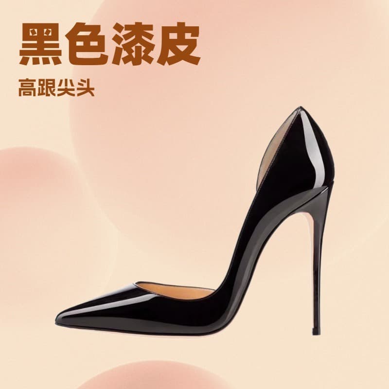 Cross-border independent station ins runway Vietnam stiletto heel pointed toe side cutout single shoes black high heel women's shoes European and American style