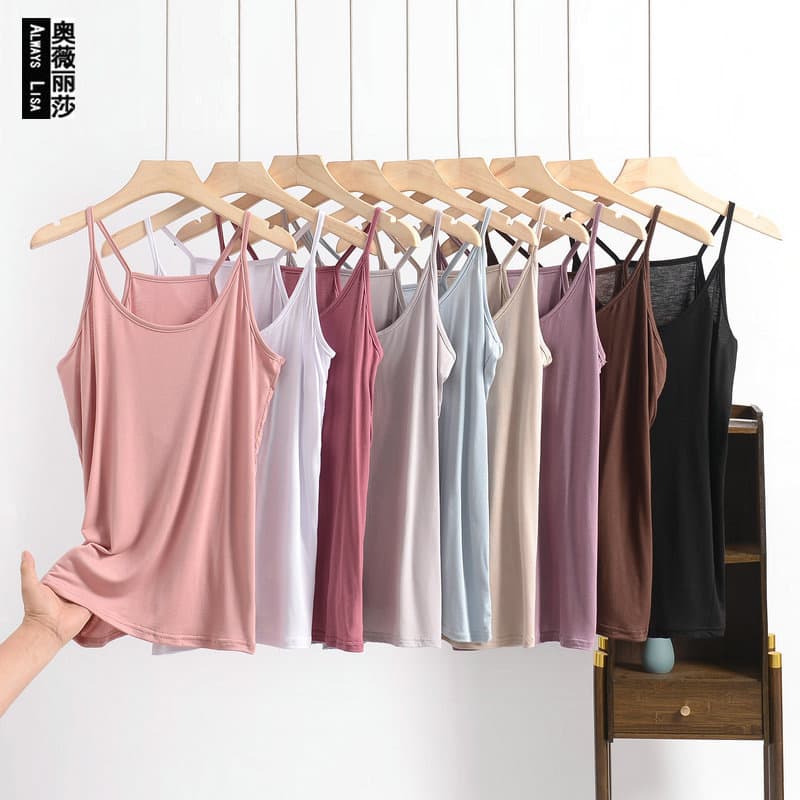 Cross-border Plus Size Summer New Modal Stretch Camisole Round Neck Simple Slim Base Shirt Inner Top