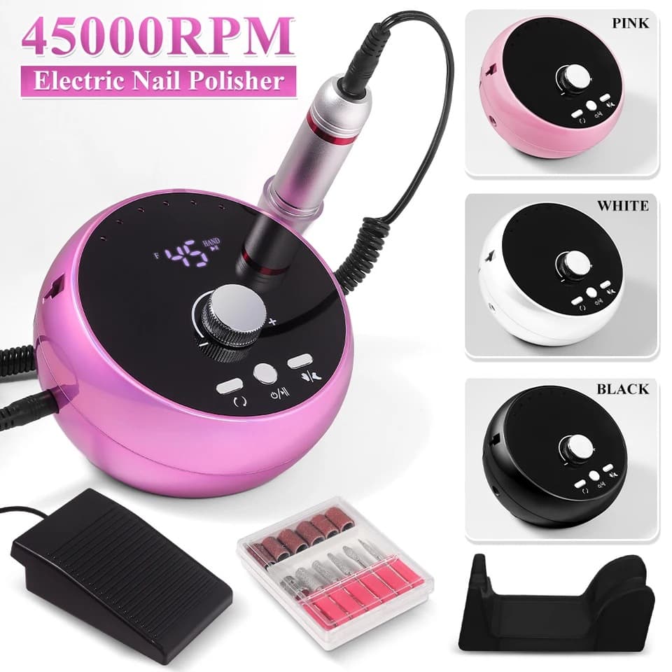 Professional Nail Drill 45000RPM Electric Nail Drill White Pink Purple Gel Nail Remover Cuticle