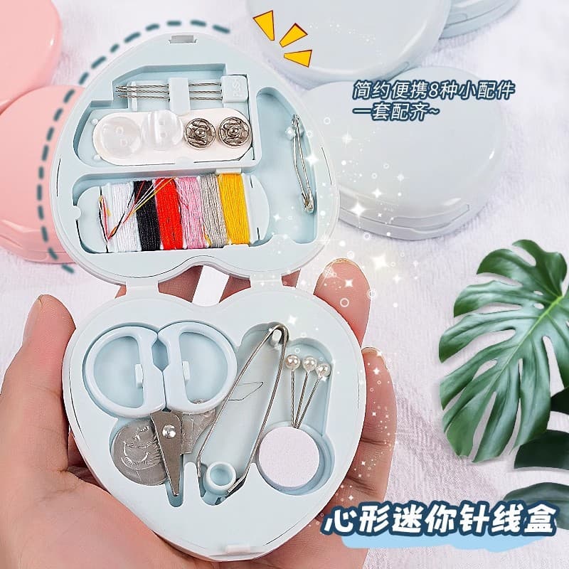 Heart-shaped Mini Sewing Kit Multifunctional Household Portable Set for Student Dormitory, Multi-color Hand Sewing Package