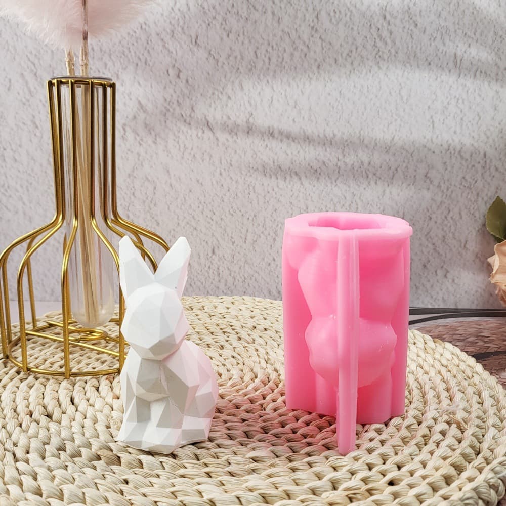 Geometric Rabbit Ornament Silicone Mold DIY Cement Plaster Ornament Silicone Mold W0643