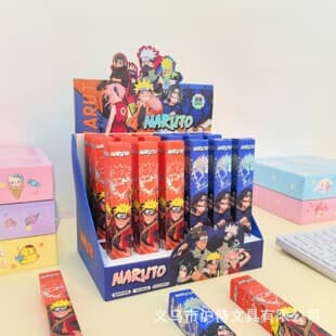 Anime Series Naruto Blind Box Pen Cartoon Naruto Sasuke ST Head Push Type Neutral Pen Stationery