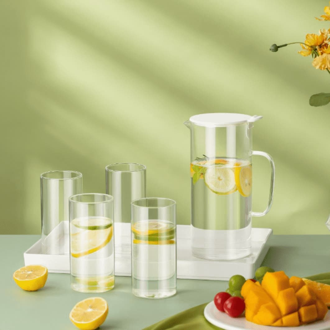 Nine Heavens Moon-Reaching Series High Borosilicate Glass Water Set 5-Piece, Corporate Team Building Employee Welfare Souvenir, Waterware Wholesale