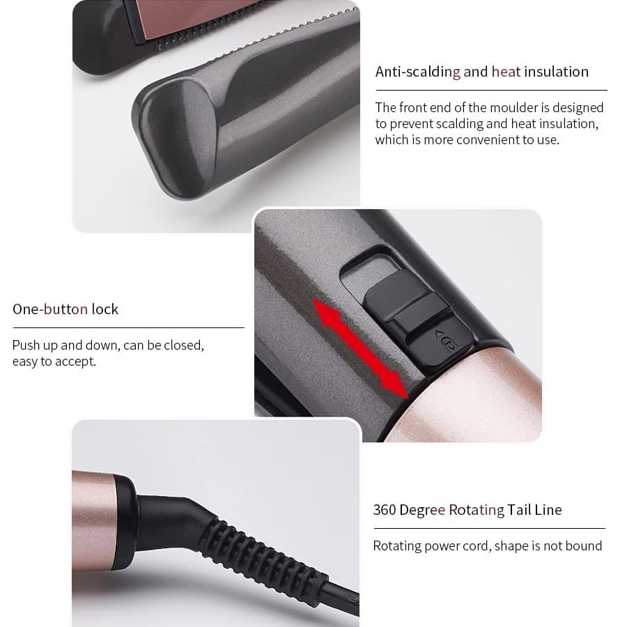 New Cross-Border Electric Automatic Spiral Curling Iron 2-in-1 Twist Straight Curler Wave Clamp Straight and Curl Dual-Purpose