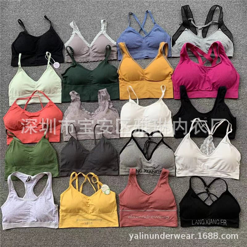 Cross-border Mixed Lot Seamless Backless Bra, No Buckle, Breathable, Seamless, Comfortable Sports Vest Wholesale Mix Bra Stock