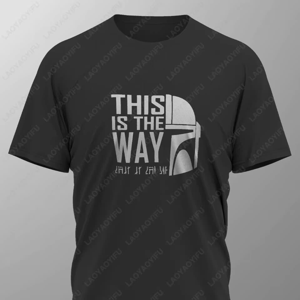 [Cross-border European code] This is the Mandalorian t-shirt t-shirt screen printing design new summer o-neck men's classic see-through