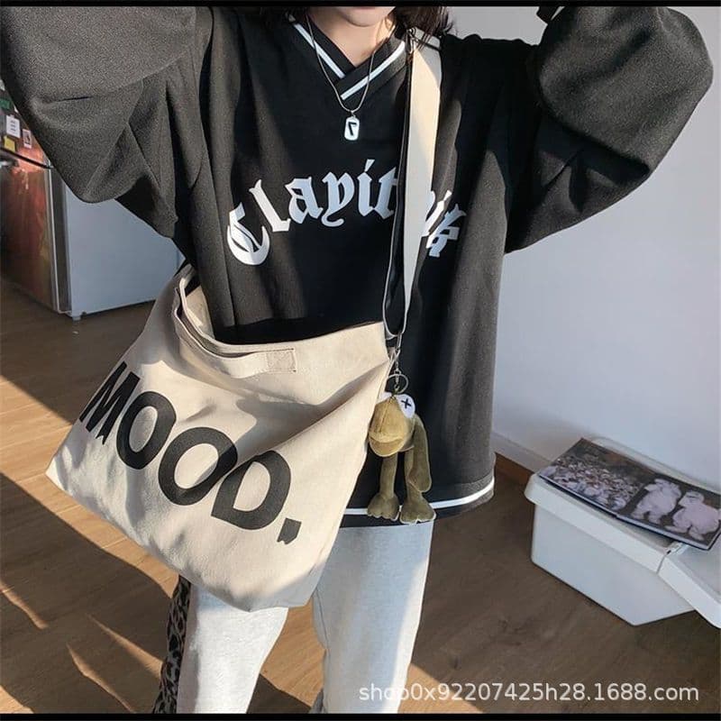 Wholesale Crossbody Bag Trendy Ins Tool Bag Retro Casual Canvas Bag Shoulder Bag for Female Students, Labeling Supported